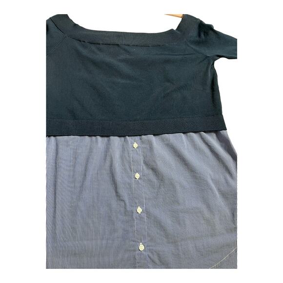 Trouve Blouse Navy layered look button up long sleeve shirt Medium - Picture 5 of 5